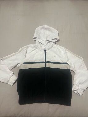 Zara White, Black & Cream Colorblock Hooded Jacket - Kids